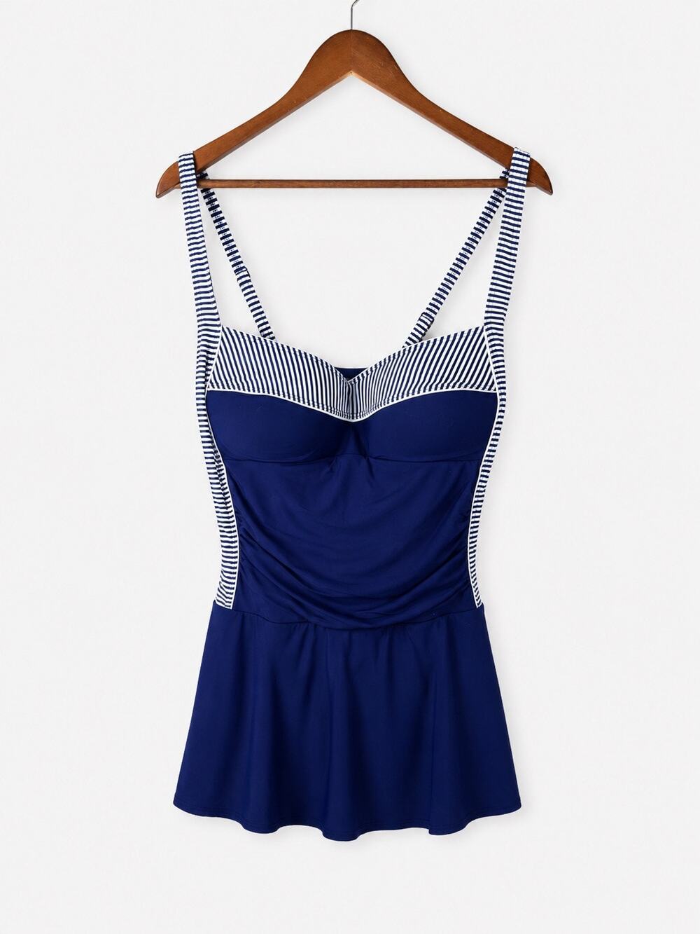 Nip Tuck Swim Navy Stripe Swimdress One Piece Swimsuit Padded US Size 14
